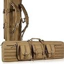 VEVOR Rifle Bag, 42 inch Tactical Double Long Gun Bag, Soft Rifle Case with Lockable Zipper, Portable Handle & Shoulder Strap, 3 Large Storage Pockets Rifle Case for Two 40" Rifles & 2 Pistols, Brown