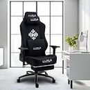 Dr Luxur Weavemonster Ergonomic Gaming Chair for Office Work at Home with Breathable Honeycombed Fabric, Magnetic Neck & Lumbar Pillow, Footrest, 4-D Armrest with 180 Degree Recline (Black)