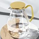 74oz/2.2 Liter Glass Pitcher, Water Pitcher with Lid,Beverage Serveware,Iced Tea Pitcher,Water Carafe Handle,Heat Resistant Borosilicate Jug