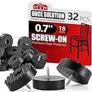 Screw-On Rubber Feet for Furniture - 32PCS Floor Protector for Chair Leg - 0.7" Sturdy Feet for Cutting Board Non Slip - Black Furniture Pad for Hardwood Floor - Durable Furniture Rubber Bumper