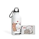 Couples Emotion Bubu Dudu Cute Sipper Water Bottle With Cute Keyring | Leak Proof | School Bottle | ym | Home | Kitchen | Hiking | Trekking | Travel Bottle