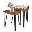 VASAGLE Nesting Triangle End Tables, Coffee Tables for Living Room Bedroom, Industrial Accent Stacking Side Tables with Metal Frame, Rustic Brown and Black ULET013B01