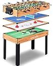 SereneLife Multi Game Table, 48" Sports Arcade Games with Accessories, Ping Pong, Hockey, Pool Billiards, Soccer Foosball All in One, for Indoor and Outdoor, Family, Kids and Adults