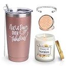 Birthday Gifts For Women, Unique Christmas Gifts for Her Best Friends Mom Grandma Sister Wife, Happy Women Birthday Gift Baskets - Funny Female Wine Tumbler Candle Bracelet Mirror Greeting Card