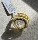 Freida Rothman Sterling Silver CZ Gold-Tone Ring NWT Size 5.5-5.75