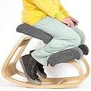 VILNO Ergonomic Kneeling Office Chair - Rocking Home & Work Wooden Computer Desk Chairs, Back & Neck Spine Pain, Better Posture, Ergo Knee Support Stool, Cross Legged Sitting (Gray)