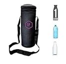 SmartFabrik Water Bottle Insulation Cover | Black | Easy to Carry | Keeps bottle cool for 6-8 Hours (black01)
