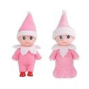 JHBEMAXS Mini Baby Elft Set Kindness Twins Craft Tiny Babies Doll Shelf Decoration Accessories Toys for Girls Boys Kids Adults (Pack of 2 Pieces Pink)