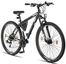 Licorne Bike Effect Premium - Bicicleta de montaña de 29 Pulgadas - para niños, niñas, Hombres y Mujeres - Cambio de 21 velocidades - para Hombre - Negro/Blanco (2 x Frenos de Disco)