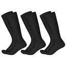 Invalidism 3 Pairs Compression Socks for Women & Men Medical Circulation 20-30 mmhg Flight Socks Knee High Compression Stockings for Athletic Nurse Running Travel (Black S/M)