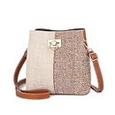 PINCNEL Cross Body Bag Purses for Women - PU Leather Crossbody Bucket Bag with Adjustable Shoulder Strap(Brown)