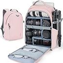 BAGSMART Camera Backpack, DSLR SLR Camera Bags & Cases Fits up to 13.3 Inch Laptop Waterproof with Rain Cover, Tripod Holder for Women, Pink