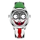Watch Men Creative Design Big Dial Joker Quartz Wrist Watches Leather Waterproof Sports Clown Face Designer (Silver Black), 2506, fashion