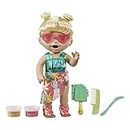 Hasbro Baby Alive Sunshine Snacks Doll - Blonde Hair - Eats and Poops - Summer-Themed Waterplay Baby Doll, Ice Pop Mold - Nuturing Dolls and Toys for Kids - F1680 - Ages 3+