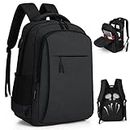 Laptop Backpack 15.6 Inch Travel Backpack for Women Men Waterproof Computer Backpack with USB Charging Port Large Carry On Backpack for Work School, Black