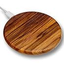 Lignum Technology.com 15W Wooden Fast Wireless Smart Phone Charger | Real Wood Qi Charging Pad - compatible with Apple iPhone, Samsung Galaxy/Note, Google Pixel, AirPods, Sonos & more (Zebra)