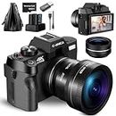 G-Anica 4K Digital Cameras for Photography，48MP/60FPS Video Camera for Vlogging, WiFi & App Control Vlogging Camera for YouTube, Small Camera with 32GB TF Card.Wide-Angle & Macro Lens