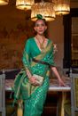Sarí de seda artesanal Khadi con cobre tejido Zari saris de tela