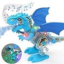 Electronic Walking Dinosaur Toy for Kids - Assimilable Transparent T-Rex with Spray, Lighting & STEM Building Fun - Color Varies