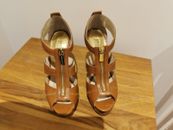 Women's Michael Kors Zipped Up Front Peep Toe Shoes, Bronze, Size US 7M