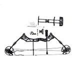 IRIS 30-60lbs Compound Bow Kit with 5 Pin Lighted Sight, 6 Carbon Arrow, BCY String for Outdoor Sport, Adjustable 16-31 in Draw Length and IBO 320 FPS, rubber, black