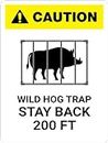 Wild Hog Trap Stay Back 200 Ft with Icon White Portrait - Wall Sign Sign Board Water Proof singnature Board Water Proof Board (Foam Board)