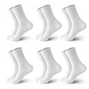 ZKHOECR Mens Socks, 6 Pairs Anti-Blister Cushioned Breathable Running Cotton Socks, Athletic Ankle Sports Socks for Women White