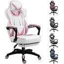 Vinsetto Racing Gaming Chair with Footrest, PU Leather Office Chair, Computer chair with Lumbar Support, Headrest, Pink