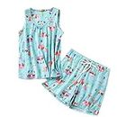 ENJOYNIGHT Women's Cute Sleeveless Print Tee and Shorts Sleepwear Tank Top Pajama Set (X-Large, Bus)