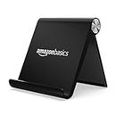 Amazon Basics Multi-Angle Foldable Desktop Tablet/Mobile Stand | Holder for iPhone, Samsung, OnePlus, Xiaomi, Smartphones | Portable, for Bed-Side Tables, Home, Office (Black)