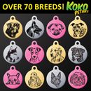 Popular Dog Breeds Pet ID Puppy Name Tag Personalised Engraved Round Aluminium