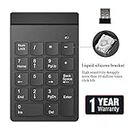 SmartTech USB, Bluetooth Wireless Numeric Keypad 2.4G Ghz 18 Key Portable Keyboard Number pad Work with PC Laptop Computer Tablet SmartPhone. Numpad Ideal For Office Use (Black)