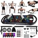 Utimate Portable Home Gym,Collapsible Push Up Board Fitness,Resistance Band Bar with Ab Roller Whell,Workout Equipment for Men and Women