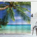 East Urban Home Ocean Tropical Paradise View Maldives Single Shower Curtain Hooks Polyester | 84 H x 69 W in | Wayfair