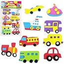 FunBlast Foam Stickers – 3D Self Adhesive Puffy Stickers for Kids, Vehicle Theme Stickers for Art and Craft Work, Scrap Booking, Decoration, Project Work for Kids – Multicolor