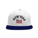 Awaarahu New York USA Flag Comfortable Cotton Unisex Stylish Embroidered Hip Hop Cap with Adjustable Snapback Closer Men and Women (White Cap)