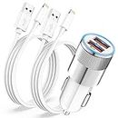 iPhone Car Charger Adapter [Apple MFi Certified], Car iPhone Charger Cigarette Lighter Dual USB Car Charger for iPhone 14 13 12 11 Pro Max/XS/X/8/7/6/SE,Fast Car Phone Charger with 2x Lightning Cable