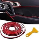 OSIFIT Car Interior Trim Strips, 16.4ft Car Electroplating Decoration Styling Door Dashboard, Flexible Interior Trim Accessories with Installing Tool (red)