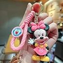 TINY TIM Cartoon Minnie Cute Anti-Rust Premium Adorable Silicon Keychains Accessories Keyring with Metal Hook & Charm Purse for Kids Gifts for Men, Women, Boys & Girls (Pink Mouse)