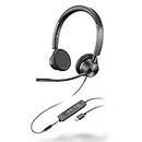 Poly by Plantronics - Blackwire 3325 Wired Stereo On Ear Headset with Boom Mic Connect to PC/Mac via USB-A or Mobile/Tablet via 3.5 mm Connector - Works with Teams, Zoom & More: Electronics, Black