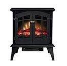 NOALED Freestanding Fireplace Stove with Realistic Flame Double Door Electric Fireplace Heater Infrared Panoramic Electric Stove with Energy Saving and Fas