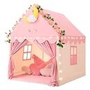 Wilwolfer Kid Tent with Mat, Star Lights - Kids Play Tents for Toddlers Kids Tents Indoor Playhouse - Princess Tent for Girls Toy House Gift - Pink Play Tent - NO Flowers & Moon Decor