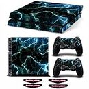 Decal Skin for Ps4, Whole Body Vinyl Sticker Cover for Playstation 4 Console and Controller (Include 4pcs Light Bar Stickers) (PS4, Lightning Black)