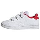 adidas Advantage Lifestyle Court Hook-and-Loop Shoes Chaussures Tennis, FTWR White/FTWR White/Better Scarlet, 34 EU