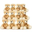 MaoGoLan Bulk Teddy Bears, 12 Packs Bulk Stuffed Animals, Small 13.8 Inch Plush Teddy Bear Toys Gift for Boys Girls Birthday Party (12 Brown)