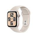 Apple Watch SE (2ᵉ génération, 2023) (40 mm GPS) Smartwatch avec boîtier en Aluminium et Bracelet Sport lumière stellaire - S/M. Suivi de l’activité Physique et du Sommeil, détection des Accidents