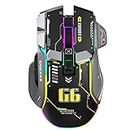 G6 Wireless Gaming Mouse, Bluetooth Mouse, 3 Mode Connection Mecha Style Design, 12 Buttons, 11 RGB Lighting, 5 Adjustable DPI, 4000 FPS Ergonomics, Compatible with PC/Mac/Laptop, Black