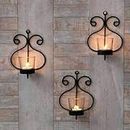 Art N Crafts Exports Modern Iron Wall Sconce (Pack of 3) Candle Holder Wall Art Tealight Hanging Candle Holder Home Lights for Decoration (13 cm x 7 cm x 19 cm Each, Black)