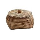 DHliIQQ Rattan Boxes with Lid Handmade Hand-Woven Torage Basket with Box Dessert Storage Z4y2 Decoration Table Fruit Cover