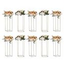 VEVOR 10PCS 31.5inch/80cm High Wedding Flower Stand, With Acrylic Laminate,Metal Vase Column Geometric Centerpiece Stands, Gold Rectangular Floral Display Rack for Events Reception, Party Decoration